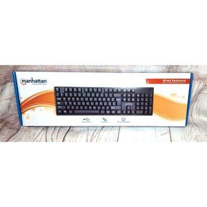 Manhattan Plug & Play LED Wired Black Basic Windows Compatible Computer Keyboard